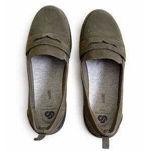 Cloudsteppers by Clarks Olive Green Slip-On Moccasins